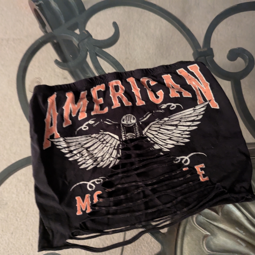 January 7 Black and Orange Graphic Crop Top